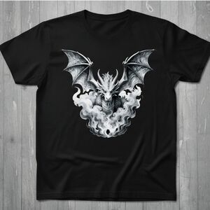 Gothic Dragon Graphic Tee Black Unisex Fantasy Shirt